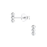 Joy|S - Zilveren bar / staaf oorbellen - 2 x 6 mm - 3 balletjes