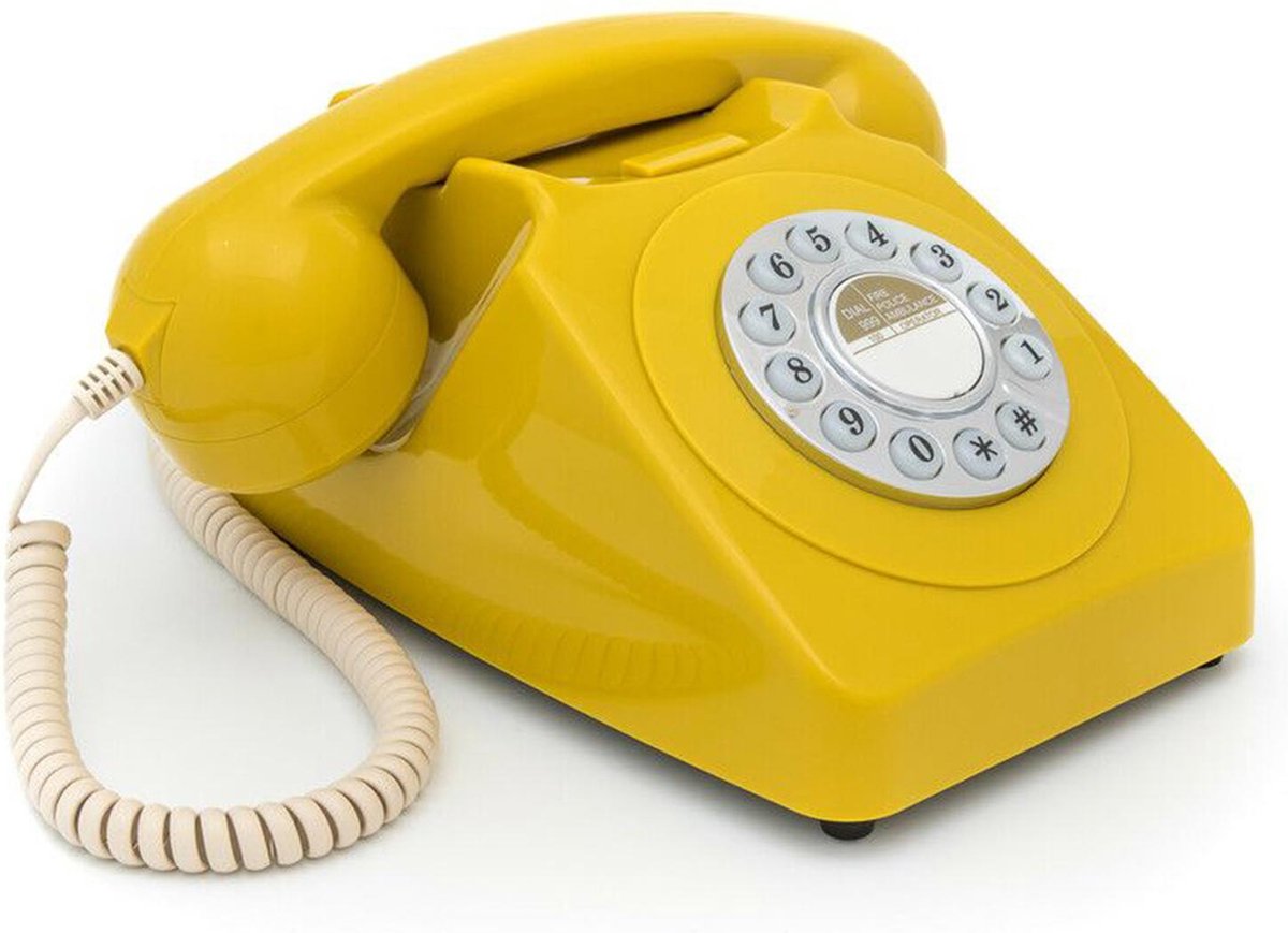 GPO 746PUSHMUS - Telefoon retro jaren ‘70, druktoetsen, mosterdgeel