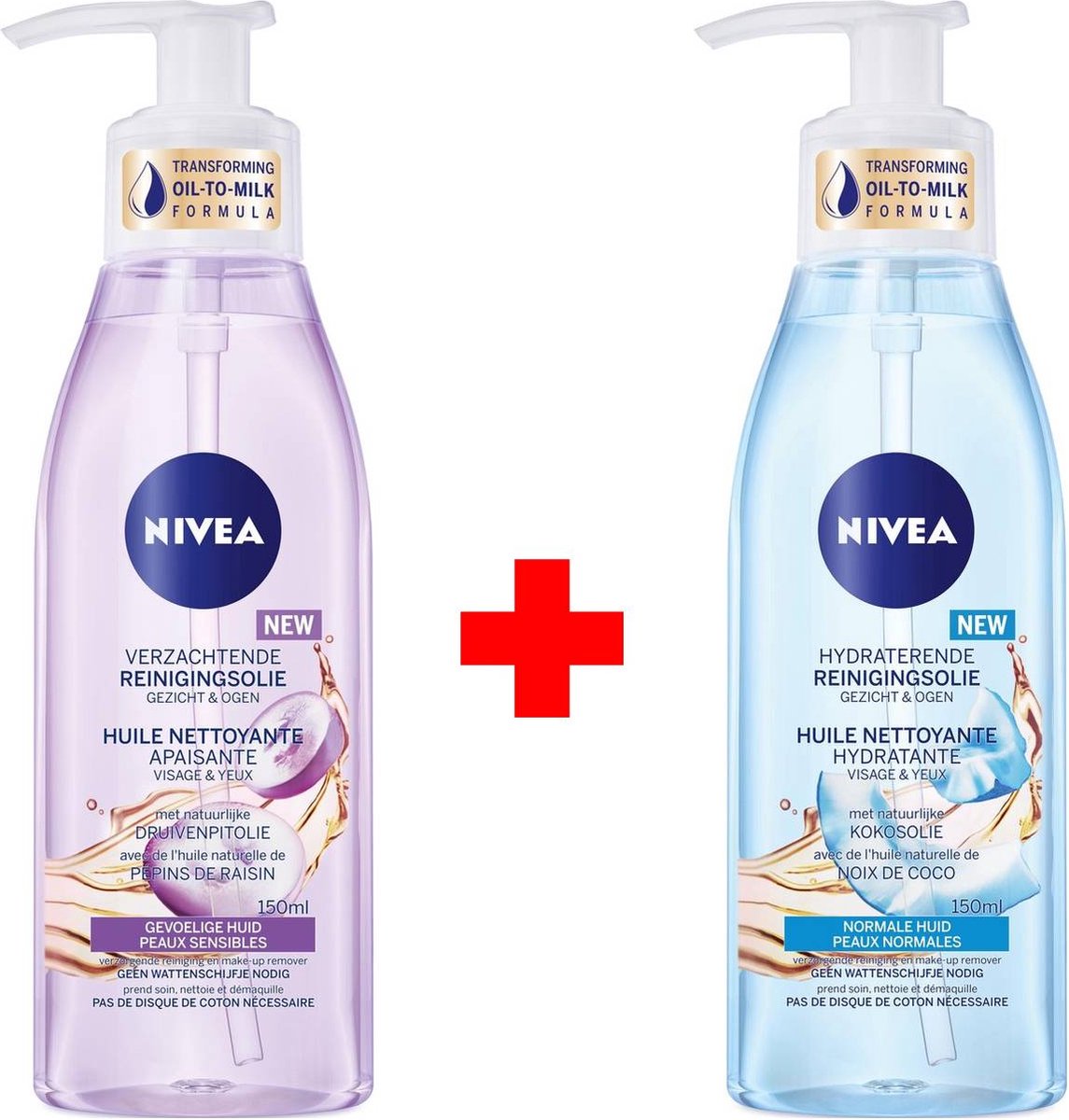 Reinigingslotions NIVEA Verzachtende Reinigingsolie - Druivenpitolie -Kokosolie 2 in 1 pack