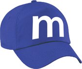 Letter M pet / cap blauw voor jongens en meisjes - baseball cap - M en M carnaval / feest petten