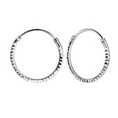 Joy|S - Zilveren oorringen 18 mm - diamond cut - t05