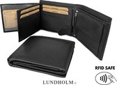 Lundholm leren portemonnee heren zeer soepel nappa leer - billfold model zwart met RFID anti-skim bescherming - mannen cadeautjes