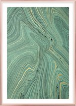 Poster Met Metaal Rose Lijst - Teal Marble Poster