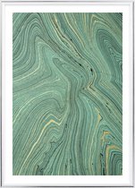 Poster Met Metaal Zilveren Lijst - Teal Marble Poster