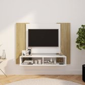 vidaXL Tv-wandmeubel 120x23,5x90 cm spaanplaat wit sonoma eikenkleurig