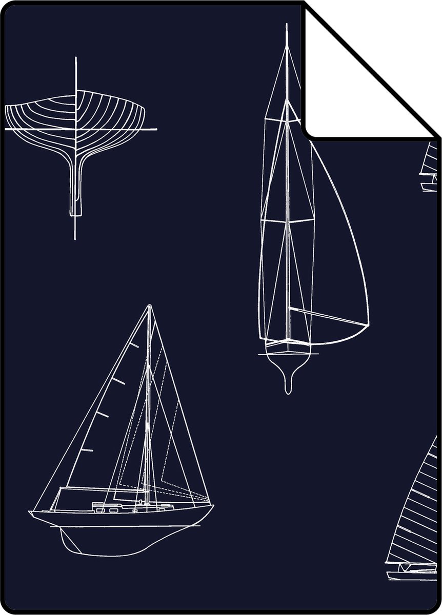 Proefstaal ESTAhome behang boten marine blauw - 136428 - 26,5 x 21 cm