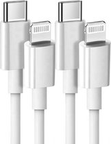 2x iPhone oplader kabel 2 Meter - iPhone kabel - USB C lightning kabel - iPhone lader kabel geschikt voor Apple iPhone