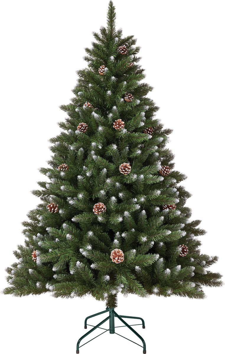 GENERIC - Kunstkerstboom - Kerstboom kunststof NOORWEGEN - Gematteerd met dennenappels - 150 cm - 473 tips