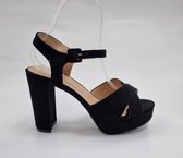 Sandaal- Dames- Zwart - Maat 38 - Kunstsuede