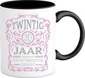 20 Jaar Legendarische Gebrouwen Mok met tekst | Roze - Zilver | Grappig Verjaardag Beker Cadeau | Bedrukte Mokken | Zwart | 330 ML