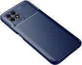 Realme 8i Hoesje Siliconen Carbon TPU Back Cover Blauw