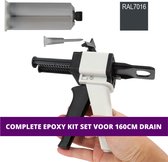 Epoxy kit set voor douchegoten - 160 cm lang - Antraciet - RAL7016 - 2-componenten