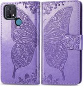 OPPO A15 Hoesje - Mobigear - Butterfly Serie - Kunstlederen Bookcase - Paars - Hoesje Geschikt Voor OPPO A15