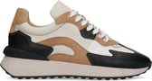 Sacha - Dames - Beige leren sneakers met zwarte details - Maat 37