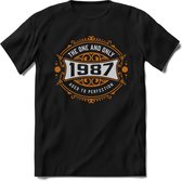 1987 The One And Only | Feest Kado T-Shirt Heren - Dames | Goud - Zilver | Perfect Verjaardag Cadeau Shirt | Grappige Spreuken - Zinnen - Teksten |