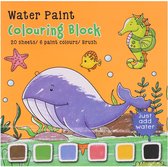 Water paint colouring block zeedieren - Kleurblok met waterverf met zeedieren plus 1 x kwasje- kleurboek - waterverf kinderen