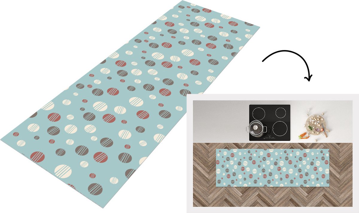 KitchenYeah Keukenloper - Loper keuken - Stippen - Patronen - Pastel - 150x50 cm - Keukenloper vinyl Multicolor