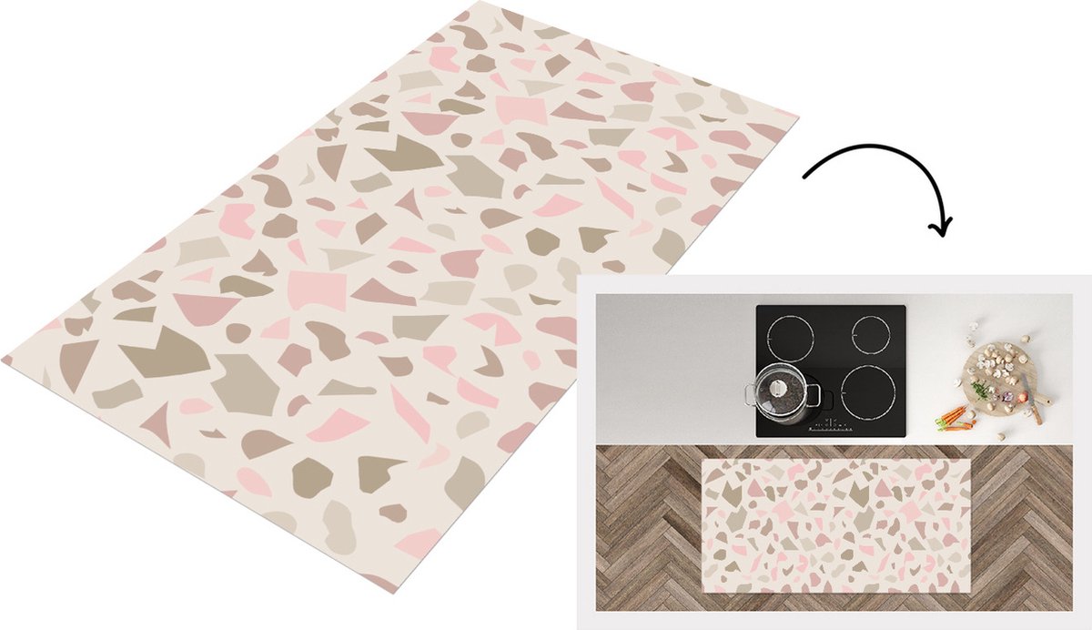 KitchenYeah Keukenloper - Loper keuken - Marmer - Pastel - Patronen - 120x60 cm - Keukenloper vinyl Multicolor