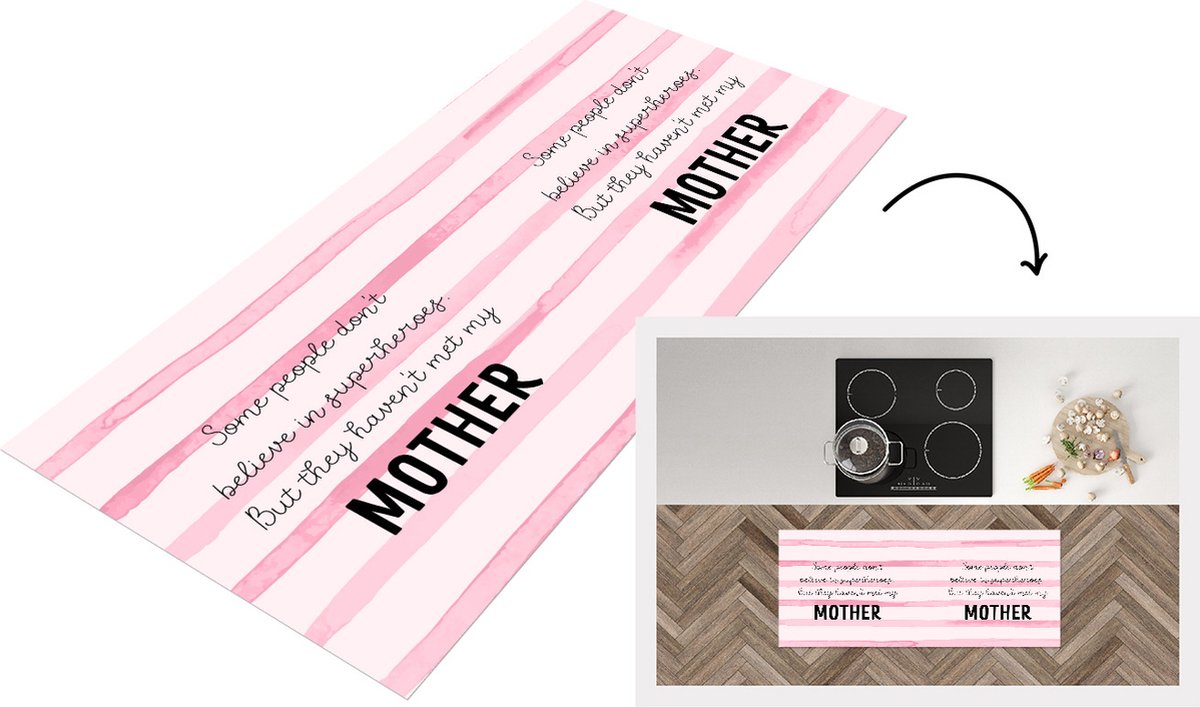 KitchenYeah Keukenloper - Loper keuken - Moeder - Quotes - Voor haar - Familie - 120x50 cm - Keukenloper vinyl Multicolor