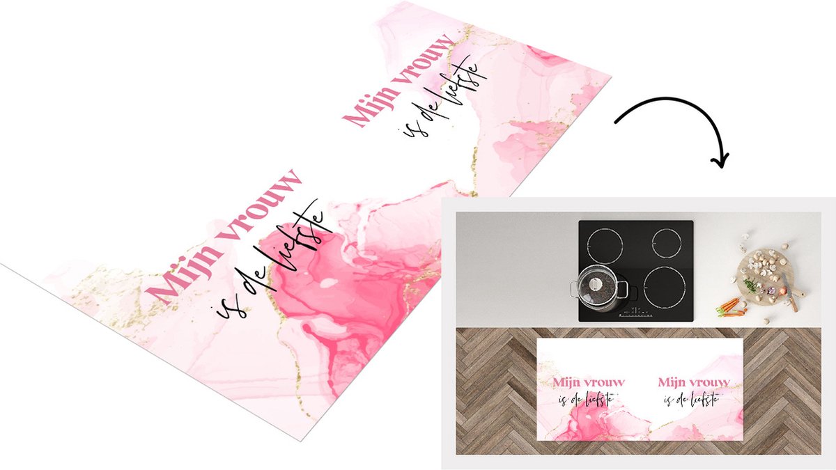 KitchenYeah Keukenloper - Loper keuken - Quote - Vrouw - Mijn vrouw is de liefste - Liefste - 120x60 cm - Keukenloper vinyl Multicolor