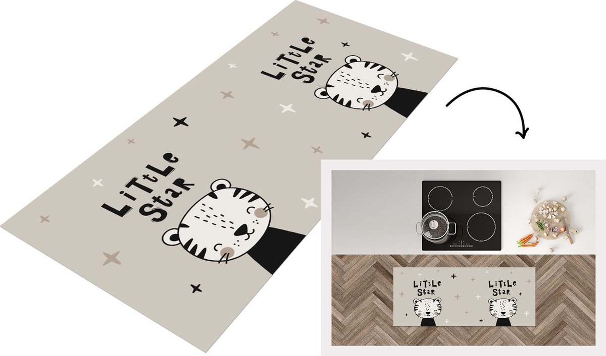 KitchenYeah Keukenloper - Loper keuken - Little star - Quotes - Spreuken - Kinderen - 120x50 cm - Keukenloper vinyl Multicolor