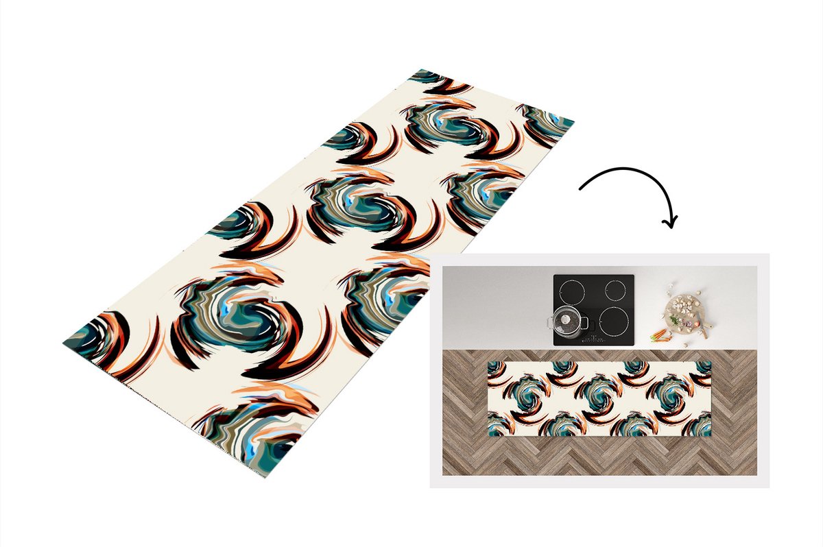 KitchenYeah Keukenloper - Loper keuken - Patronen - Abstract - Verf - 150x50 cm - Keukenloper vinyl Multicolor