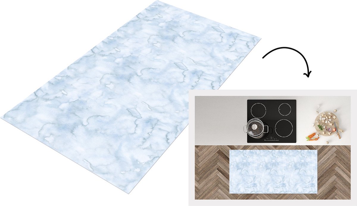 Keukenloper - Loper keuken - Patronen - Waterverf - Grijs - Marmer - 120x60 cm - Keukenlop