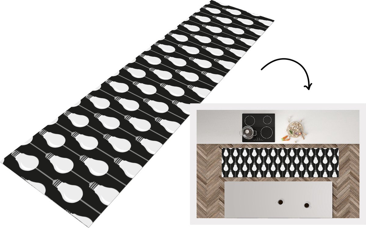 Keukenloper - Loper keuken - Gloeilampen - Licht - Patronen - 240x60 cm - Keukenloper viny