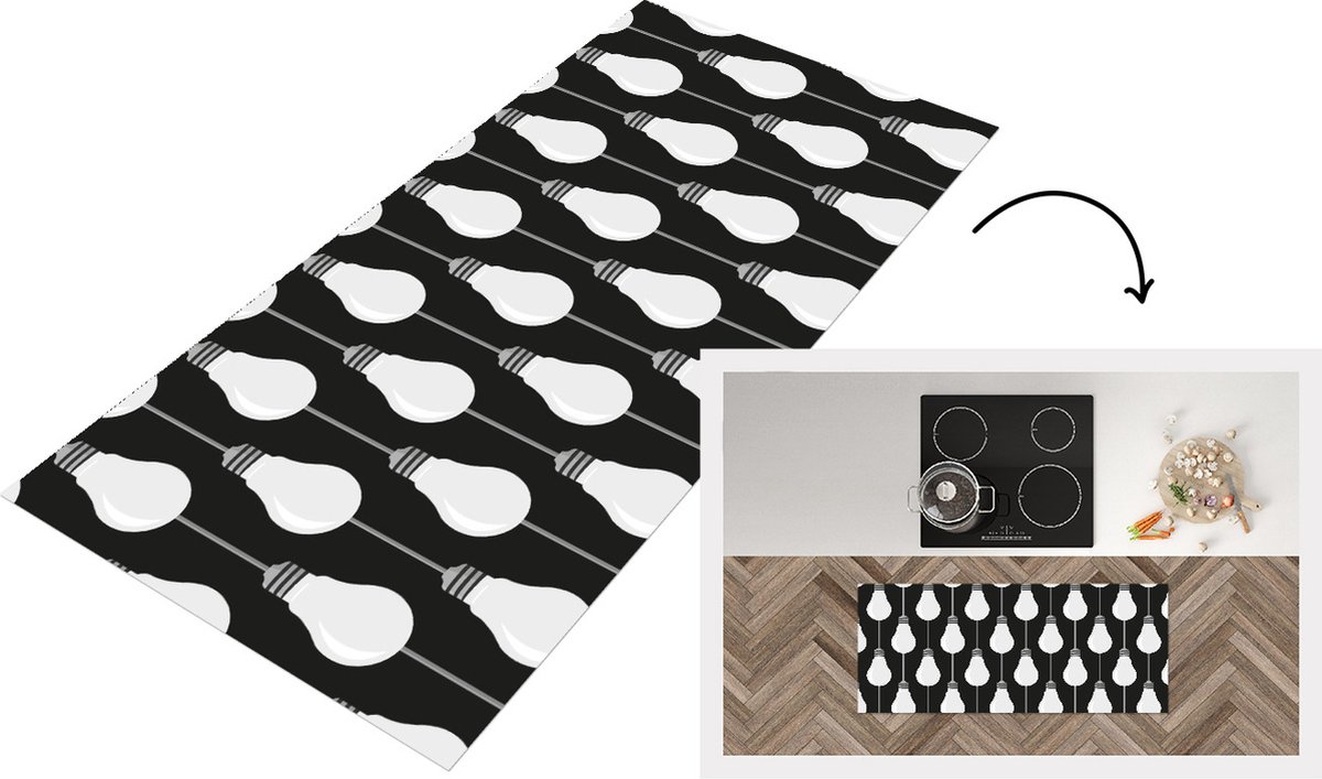KitchenYeah Keukenloper - Loper keuken - Gloeilampen - Licht - Patronen - Keukenloper vinyl Multicolor