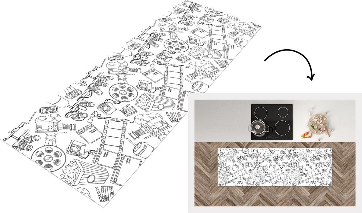 KitchenYeah Keukenloper - Loper keuken - Film - TV - Patroon - Keukenloper vinyl multicolor, foto 2