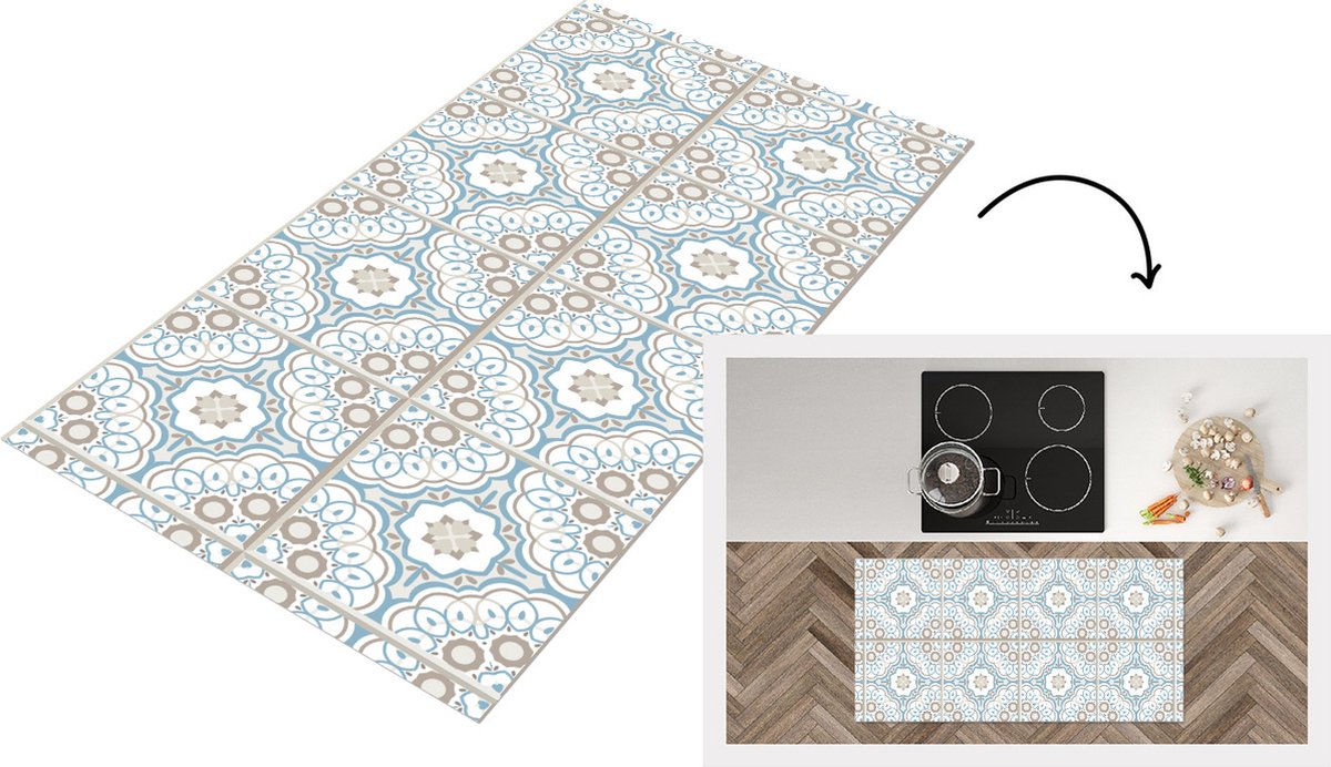 KitchenYeah Keukenloper - Loper keuken - Bloemen - Portugal - Design - 120x60 cm - Keukenloper vinyl Multicolor