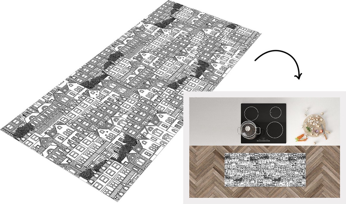 KitchenYeah Keukenloper - Loper keuken - Huis - Patronen - Londen - 120x50 cm - Keukenloper vinyl Multicolor