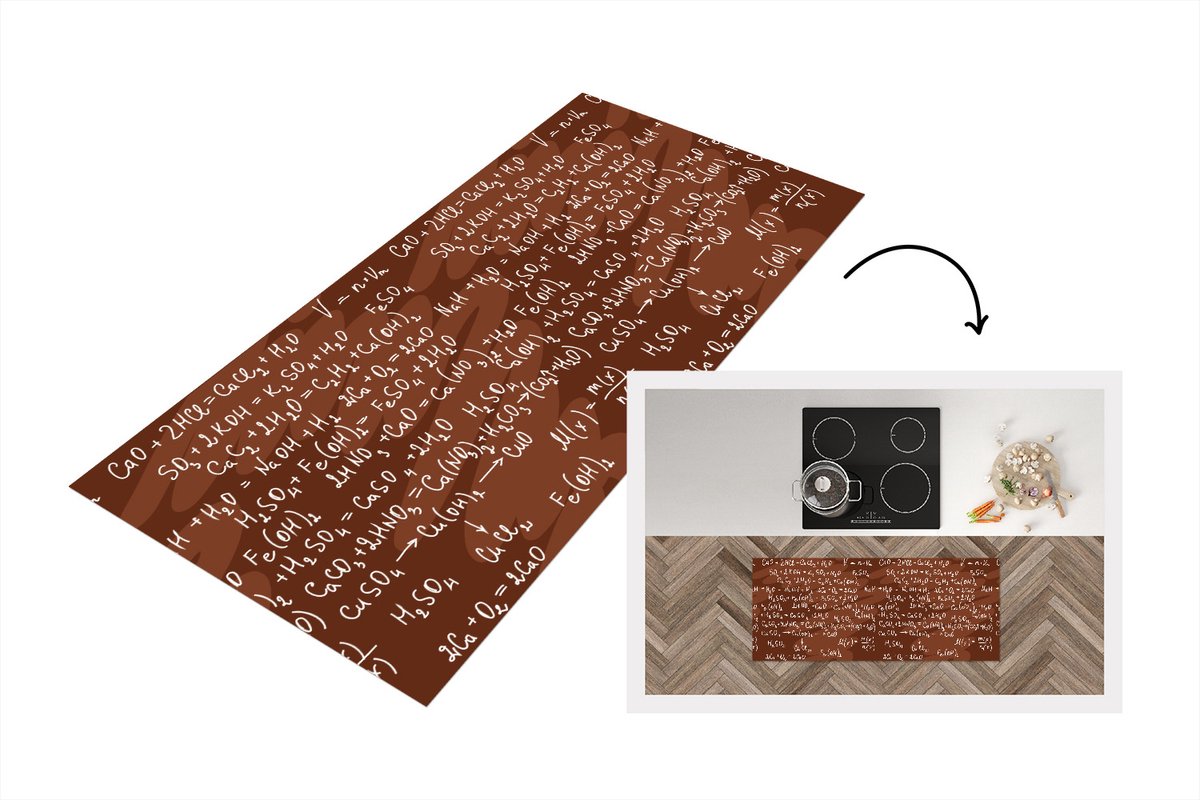 KitchenYeah Keukenloper - Loper keuken - Nummer - Formule - Scheikunde - Cijfers - Patronen - Keukenloper vinyl Multicolor