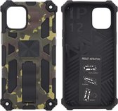 iPhone 12 Mini Hoesje - Rugged Extreme Backcover Army Camouflage met Kickstand - Groen
