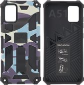 Samsung Galaxy A71 (4G) Hoesje - Rugged Extreme Backcover Camouflage met Kickstand - Paars