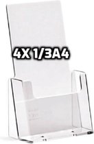 4x Brochurehouder Folderhouder 1/3 A4 formaat in 2mm Acryl voor op Tafel