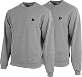 2 Pack Donnay - Fleece sweater ronde hals - Dean - Heren - Maat L - Silver-marl
