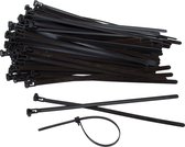 Kortpack - Hersluitbare Kabelbinders 200mm lang x 7.6mm breed - Zwart - 100 stuks - Treksterkte: 22.2KG - Bundeldiameter: 50mm - Herbruikbare Tyraps - (099.0421)