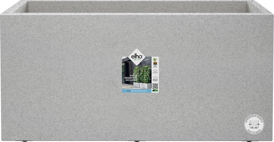 Elho Vivo Next Long 80 - Planteur pour Intérieur & Extérieur - Plastique 100% Recyclé - Ø 78.0 x H 37.9 cm - Living ciment