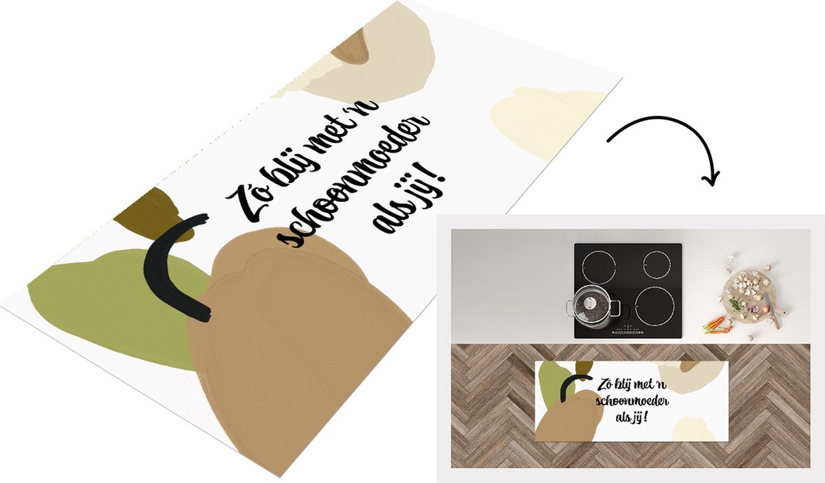 KitchenYeah Keukenloper - Loper keuken - Zo blij met 'n schoonmoeder als jij - Spreuken - Quotes - Schoonmoeder - 120x50 cm - Keukenloper vinyl Multicolor