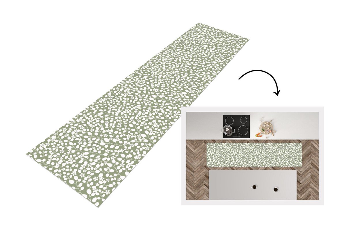 KitchenYeah Keukenloper - Loper keuken - Bloemen - Patronen - Planten - 200x50 cm - Keukenloper vinyl Multicolor