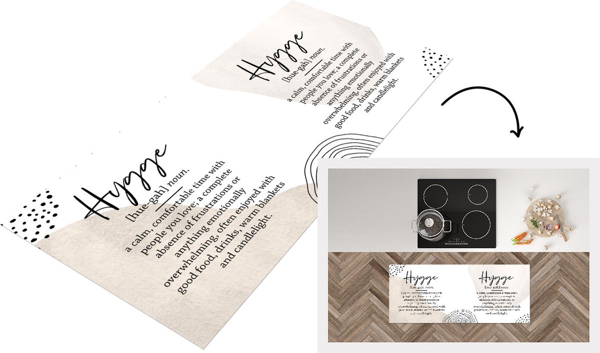 KitchenYeah Keukenloper - Loper keuken - Woordenboek - Hygge - Quotes - 120x50 cm - Keukenloper vinyl Multicolor
