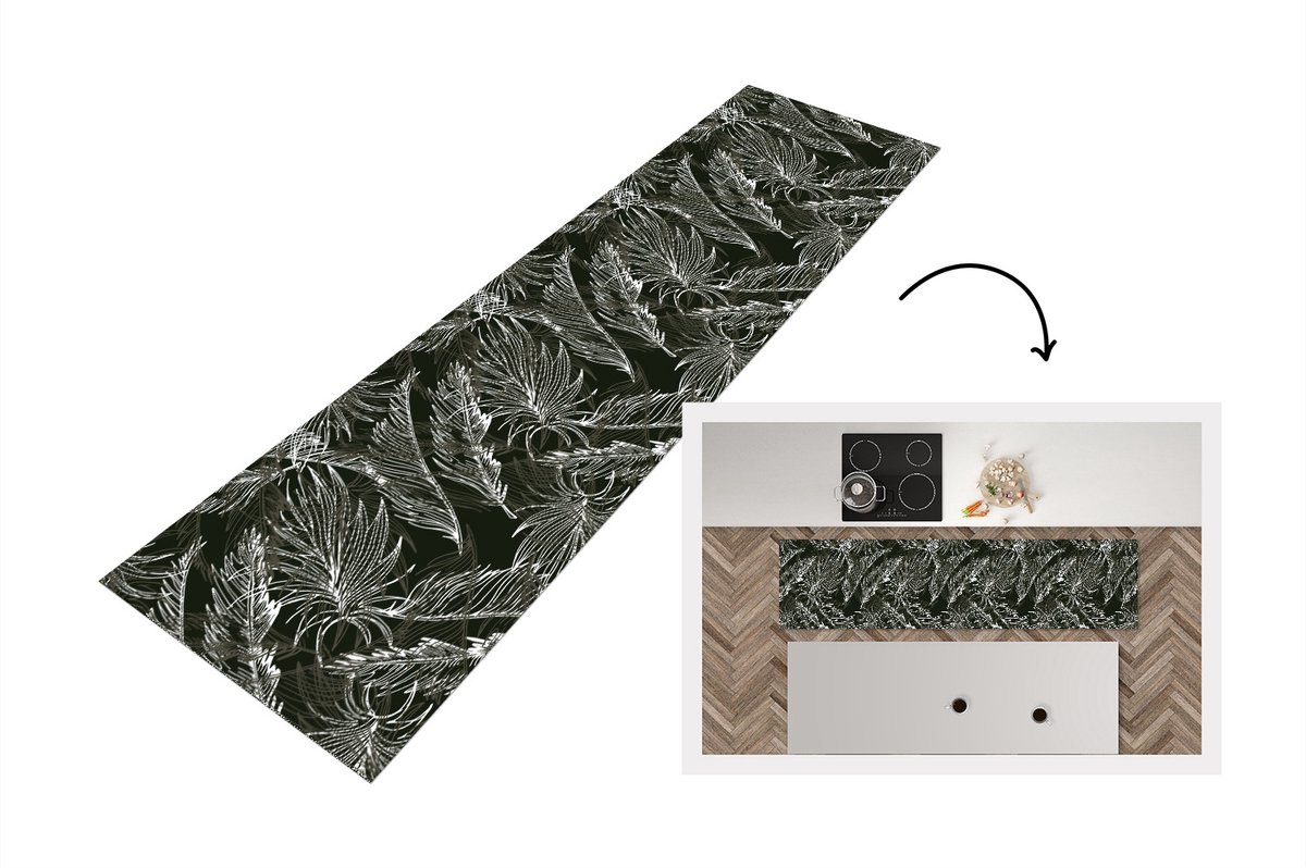 KitchenYeah Keukenloper - Loper keuken - Palmblad - Tropisch - Design - Hawaii - 200x50 cm - Keukenloper vinyl Multicolor