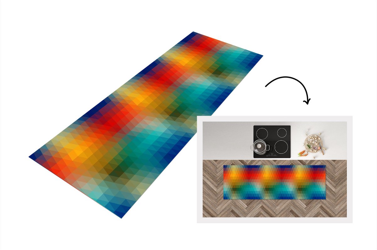 Keukenloper - Loper keuken - Design - Retro - Patronen - Pixel - 180x60 cm - Keukenloper vinyl