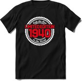 1940 Limited Edition | Feest Kado T-Shirt Heren - Dames | Wit - Rood | Perfect Verjaardag Cadeau Shirt | Grappige Spreuken - Zinnen - Teksten | Maat M