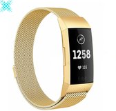 MY PROTECT® Milanese Loop Armband Voor Fitbit Charge 3 / Charge 4 Horloge Bandje - Metalen Milanees Fitbit Bandje - Magneet Sluiting - Goud