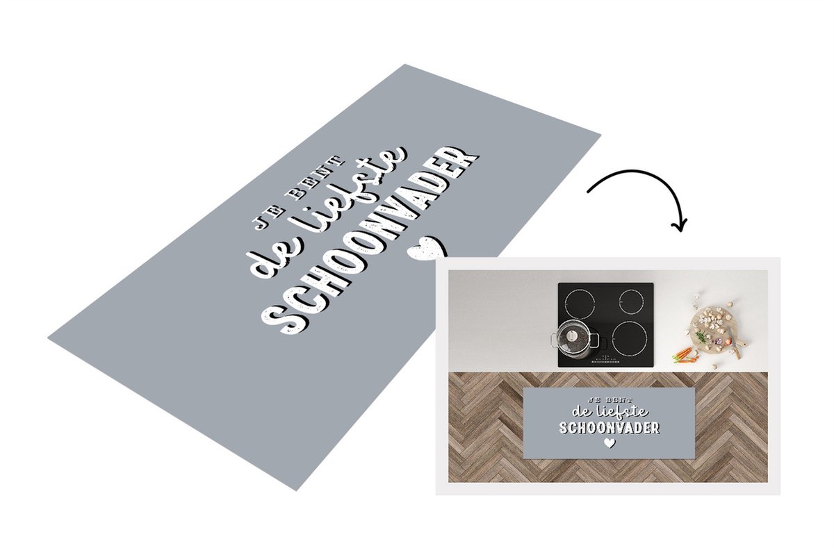 KitchenYeah Keukenloper - Loper keuken - Vaderdag - Schoonvader - Je bent de liefste schoonvader - Quotes - Spreuken - 120x50 cm - Keukenloper vinyl Multicolor