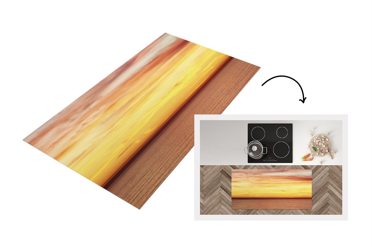 KitchenYeah Keukenloper - Loper keuken - Zee - Kleuren - Lucht - 120x60 cm - Keukenloper vinyl Multicolor