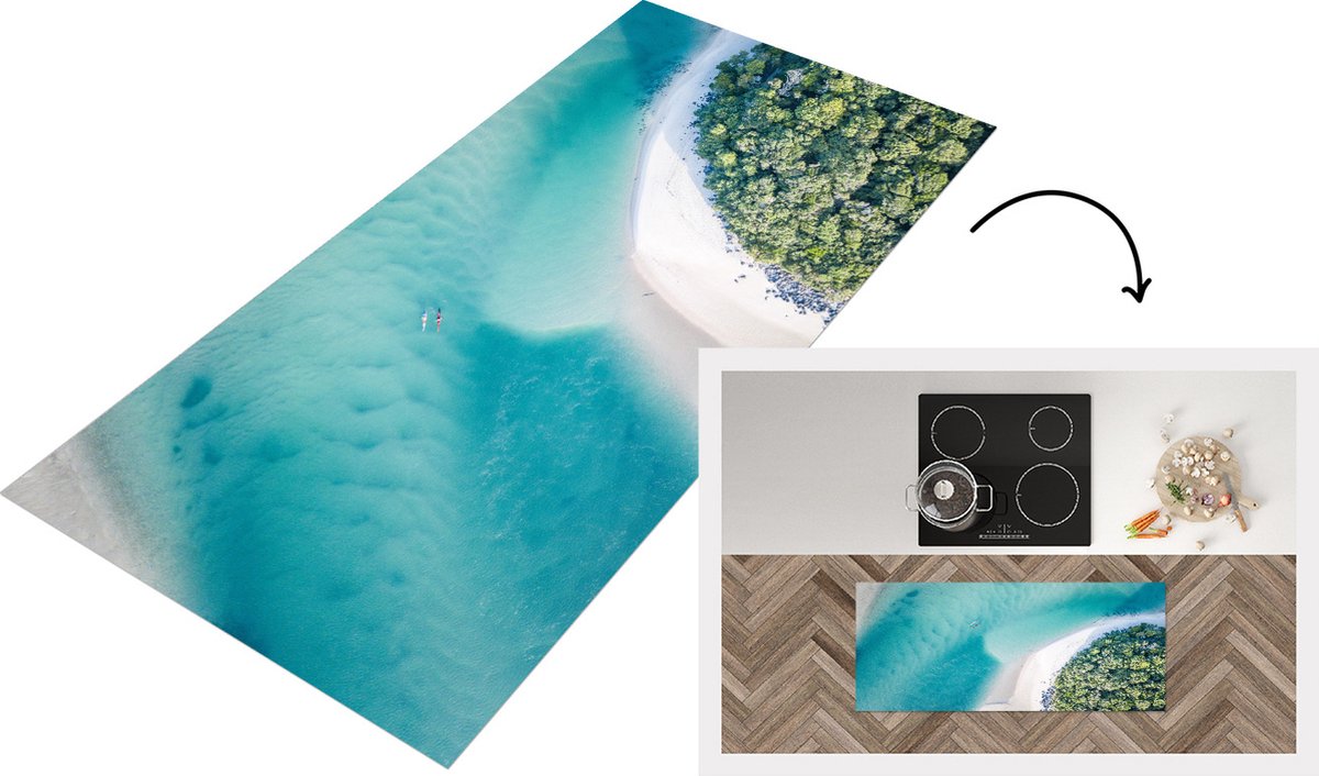 KitchenYeah Keukenloper - Loper keuken - Zee - Zon - Australië - 120x50 cm - Keukenloper vinyl Multicolor