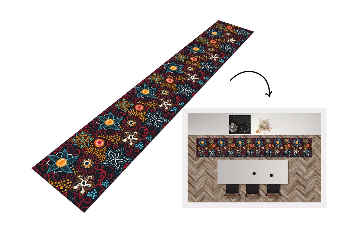KitchenYeah Keukenloper - Loper keuken - Bloemen - Rood - Patronen - Keukenloper vinyl, foto 3
